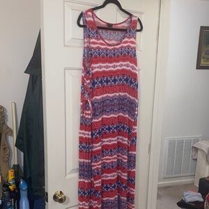 New Directions Red and Blue Maxi Dress